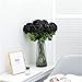50 Pcs Black Roses Artificial Flowers, Real Touch Velvet Roses Bouquet Fake Flowers Bulk, Artificial Roses with Long Stems for Valentines Day Gift DIY Bridal Wedding Centerpiece Decorations