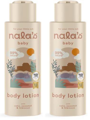 Image of Nala's Baby Body Lotion | Award-winning | 99% Natural | Dermatologically-tested and Paediatrician-approved | Nourishing Blend of Soothing Oat and Coconut Oil | Vegan | 400ml | Nalas Baby (Pack of 2)