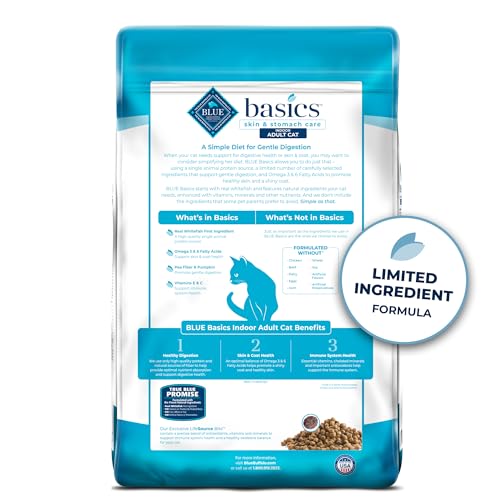 Blue Buffalo 800111 Basics Grain-Free Dry Cat Food, Skin & Stomach Care, Limited Ingredient Diet For Indoor Cats, Fish & Potato Recipe thumb #1