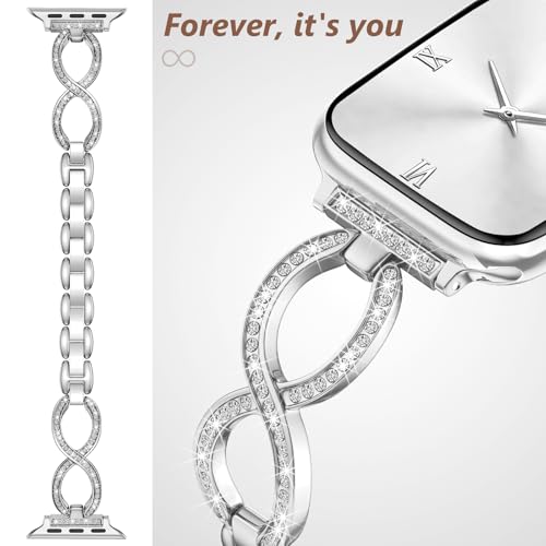 Filoto Bling Band Compatible with Apple Watch 38mm40mm 41mm 42mm 44mm 45mm 46mm 49mm for Women, Thin Metal Strap Dressy Slim Jewelry Bracelet for iWatch Band Series 12 11 10 9 8 7 6 5 4 SE 3 2 2 Ultra by Filoto - Used condition - Image 2