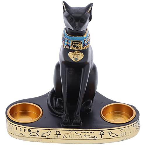 Estatua de Gato, Gato Egipcio, Estatua Egipcia de Resina, Portavelas de Gato Negro, Estatua Decorativa de Gato Egipcio, Estatua de Diosa de Gato, Figura Decorativa para el Hogar, Oficina, Decoración