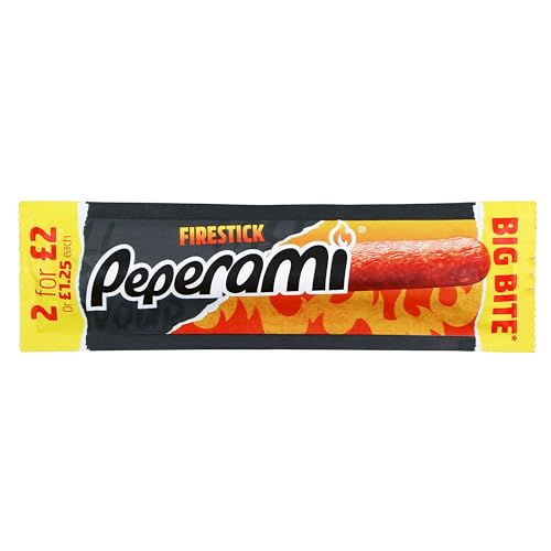 Peperami Big Bite - Firestick Flavour - Extra Hot Smoked Pork Salami Sausage - Box of 20 x 28 Grams