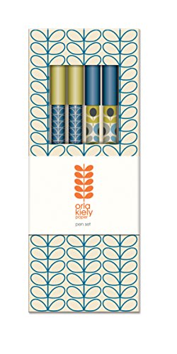 Orla Kiely Linear Stem Marine Paper Pen Set (Box of 6)