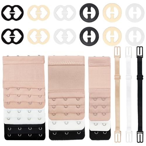 REDANHA 24PCS Adjustable Anti-Slip Bra Strap Clips for Back, Bra Strap Holders, Elastic Bra Extender 2 Hook, 3 Hook, 4 Hook, Bra Extension Strap, Non Slip Bra Accessory for Women and Girls (Style A)