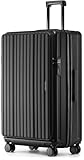 Münicase Koffer Expandierbar – Hartschalen-Trolley mit Oberseiten-Öffnung, Kompressionsgurt & extra Stauraum | Strapazierfähig,Dehnungsfuge Kratzfest, leicht (Schwarz, XL-80cm)