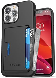 ENCASED Phantom Designed for iPhone 13 Pro Max Wallet Case (2021) Shockproof Phone Case with Card Holder (4 Credit Card Capacity) Black