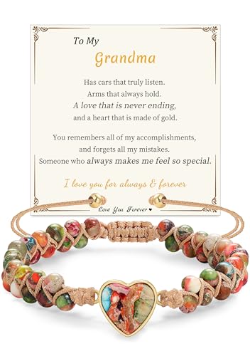 Image of Gifts for Daughter Granddaughter, To My Mom Grandma Wife Girlfriend Sister Jasper Heart Bracelets Birthday Graduation Anniversary Christmas Stocking Stuffers Valentines Mothers Day Jewelry