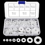 YIXISI 280 Stücke M2 M2.5 M3 M4 M5 M6 M8 M10 Silikon Flache Unterlegscheiben Sortiment Kit, Dichtungs Silikon Unterlegscheiben, für Schrauben/Wasserhähne/Gartenschlauch, Weiß