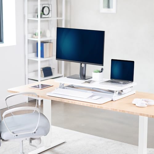 Image of VIVO White 32 inch Standing Desk Riser, DESK-V000SW