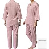 [GOKEI] 介護 ねまき 前開き 綿100% パジャマ 介護士·介助士推奨 高齢者 入院 病院 レディース メンズ 介護服 着替え 介護衣 病院着 入院着 検査着 婦人-ピンク M