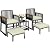 Yaheetech 5-Piece Outdoor Conversation Set, Wicker Rattan Patio Furniture Set w/Rattan Armchairs, 2-Layer Side Table, Ottomans, Acacia Wood Armrests & Metal Frame for Backyard, Porch, Balcony