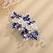 Rumtock Blue Rhinestones Beads 3D White Flower Hair Comb for Wedding Brides Bridesmaid Handmade Vintage Pearl Jewelry (Blue)