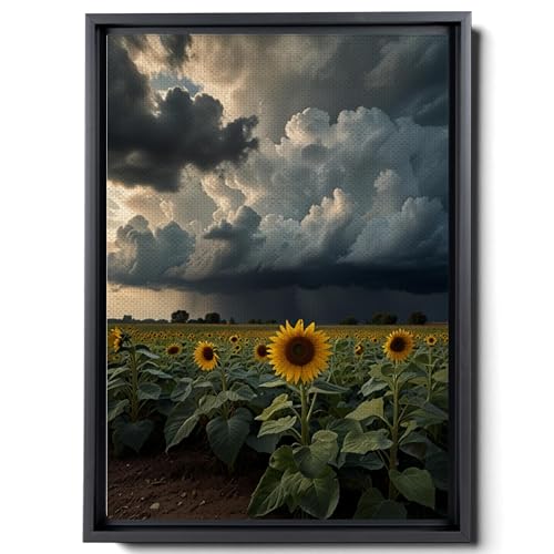 Storm Photography Print, Picture of Thunderstorm Passing Behind Wild Sunflower