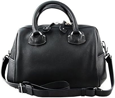 GHURKA 100% LEATHER BLACK GOA MEDIUM BAG MADE IN ITALY SHOULDER STRAP