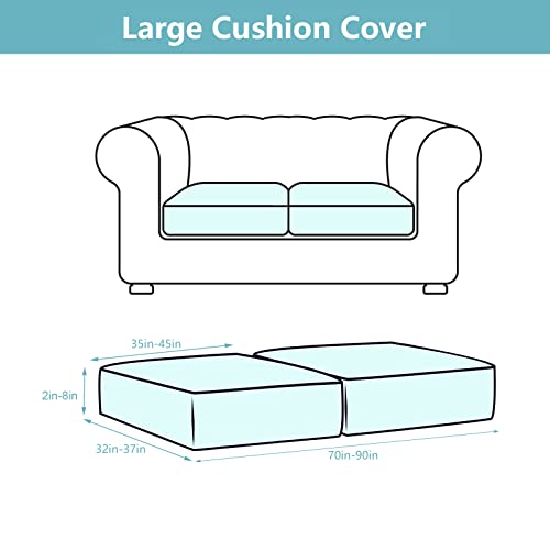 Foreate Stretch Velvet Couch Cushion Covers Non-Slip Sofa Slipcovers For Oversized Chair Cushions, Furniture Protector For Sofa Seat,Dark Green, 2 Pcs #TOP2