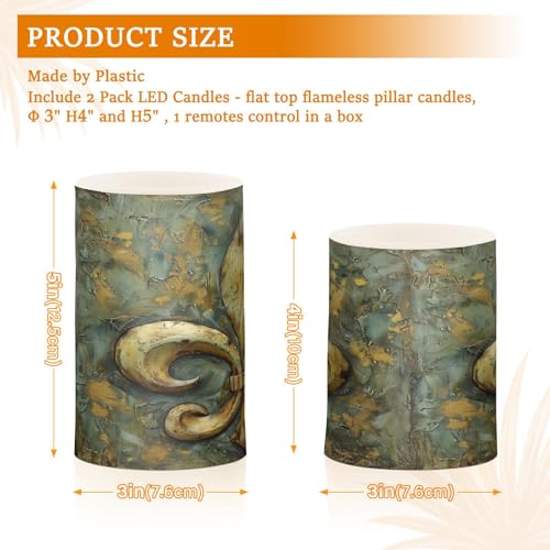 Image of ALAZA Vintage Fleur De Lis Flickering Flameless Candles Battery Operated with Remote Timer,Tea Light Candles LED Pillar Votive Candles Set of 2 for Outdoor Indoor Decorations