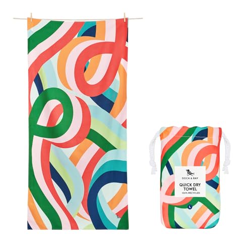 Dock & Bay Beach Towel - Quick Dry, Sand Free - Compact, Lightweight - 100% Recycled - Includes Bag - Fruit Loops - Extra Large (200x90cm, 78x35)