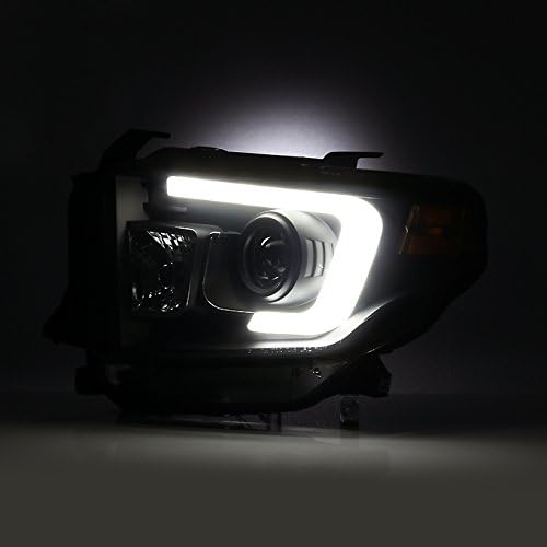 AKKON - For 2014 2015 2016 2017 2018 2019 2021 Toyota Tundra Black Smoke DRL LED Tube Projector Headlights & Black LED Taillight Set
