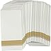 Rectangle Cloth-Like White Napkins with Gold Border, 50 Pack Fancy Paper Napkins, 22