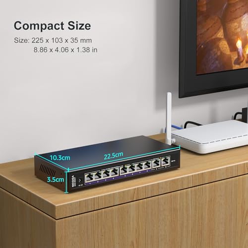 Image of 10Gbe Ethernet Switch Unmanaged with 2 x 10Gb RJ45 Ports ➕ 8 x 2.5Gb Base-T Ports, Desktop /Wall Mount NICGIGA 10 Port 10Gbps Network Switch for Wireless AP, NAS, PC