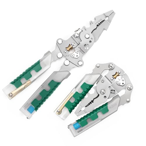 Electricians Pliers, 12 in 1 Wire Strippers Electrical, New Multifunctional Folding Tool with Stylus Screwdriver, Crimping Tool with Ergonomic Non-Slip Grip for Home Repair and Circuit Maintenance