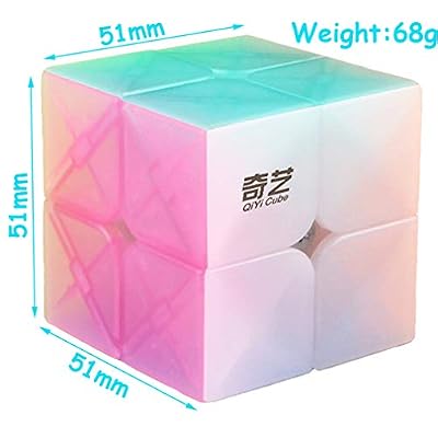TANCH Speed Cube Stickerless 2X2 Jelly Magic Cube Puzzle Toy Colorful (Transparent)