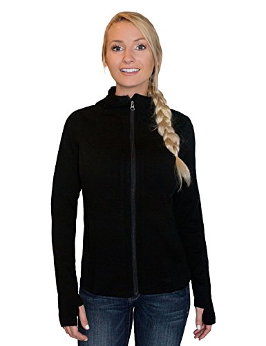 Woolx Women's Zoey Full Zip Heavyweight Warmth Merino Wool Hoodie , Black, Medium