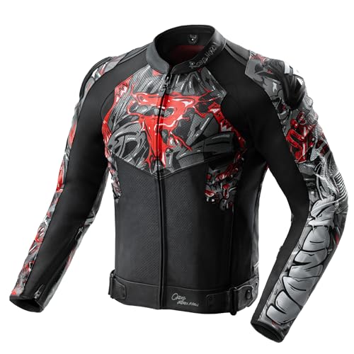 REBELHORN Vandal 2 Chaqueta de Moto Hombre | Cuero | Protectores de Codos, Hombros y Espalda Nivel 2 | Deslizadores de Hombros | Chaleco In&Out | Ventilación | Protección AAA