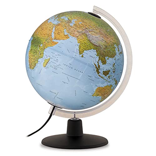 Waypoint Geographic Earth Physical Illuminated Globe with Augmented Reality: Smart 2 in 1 map for Kids Ages 3 and up, Includes up-to-Date Information About The World Along with Famous Landmarks(10" Diameter), Blue Ocean (WP19103)