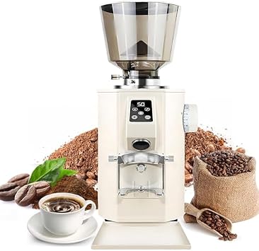 Commercial Electric Coffee Grinder, Flat Burr 9-Cup Settings, LED Display, 450g Bean Hopper, Espresso & Drip Coffee Grinder, Black Coffee Grounds Tray, Perfect for Home & Caf