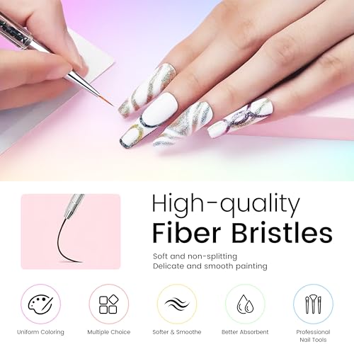 Image of 9pcs Nail Art Brushes Nail Tool Set, Nail Design Brushes Mixed Color Two-Way Nail Art Brushes, Point Pen Tool Nail Trimming Kit, Suitable For Home Salons.