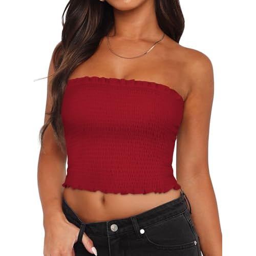 Womens Tube Top Summer Strapless Crop Tops Basic Tank Casual Sleeveless Shirt