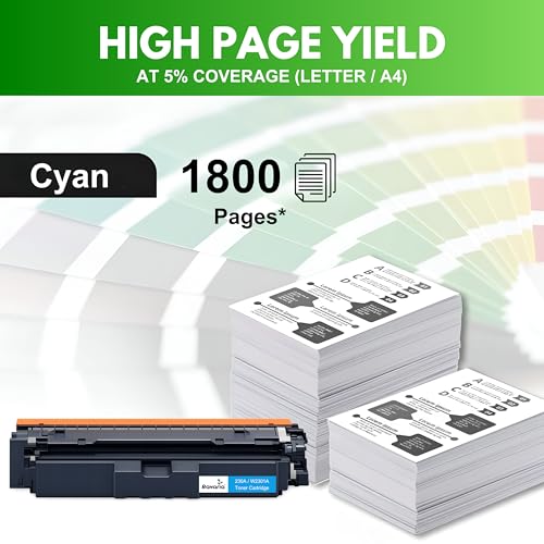 Image of 230A Compatible Toner Cartridges (with New Chip) for HP W2301A Replacement for HP Color Pro 4203dn 4203dw 4303dw 4303fdw Printer (230A Toner Cyan (W2301A)