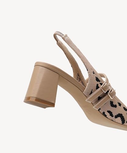 Women's Low Heel Mary Jane Pumps - Chunky Slingback Dress Shoes with Square Toe & Buckle Strap for Wedding/Bridesmaid/Office4