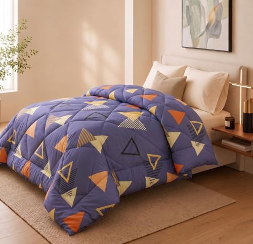 Image of HOMEKART 220 GSM Reversible Microfiber AC Comforter /Duvets for Mild Winter | All Season King Size 3 Layered Quilted Blanket for Double Bed (220 cm x 240 cm,Light Purple