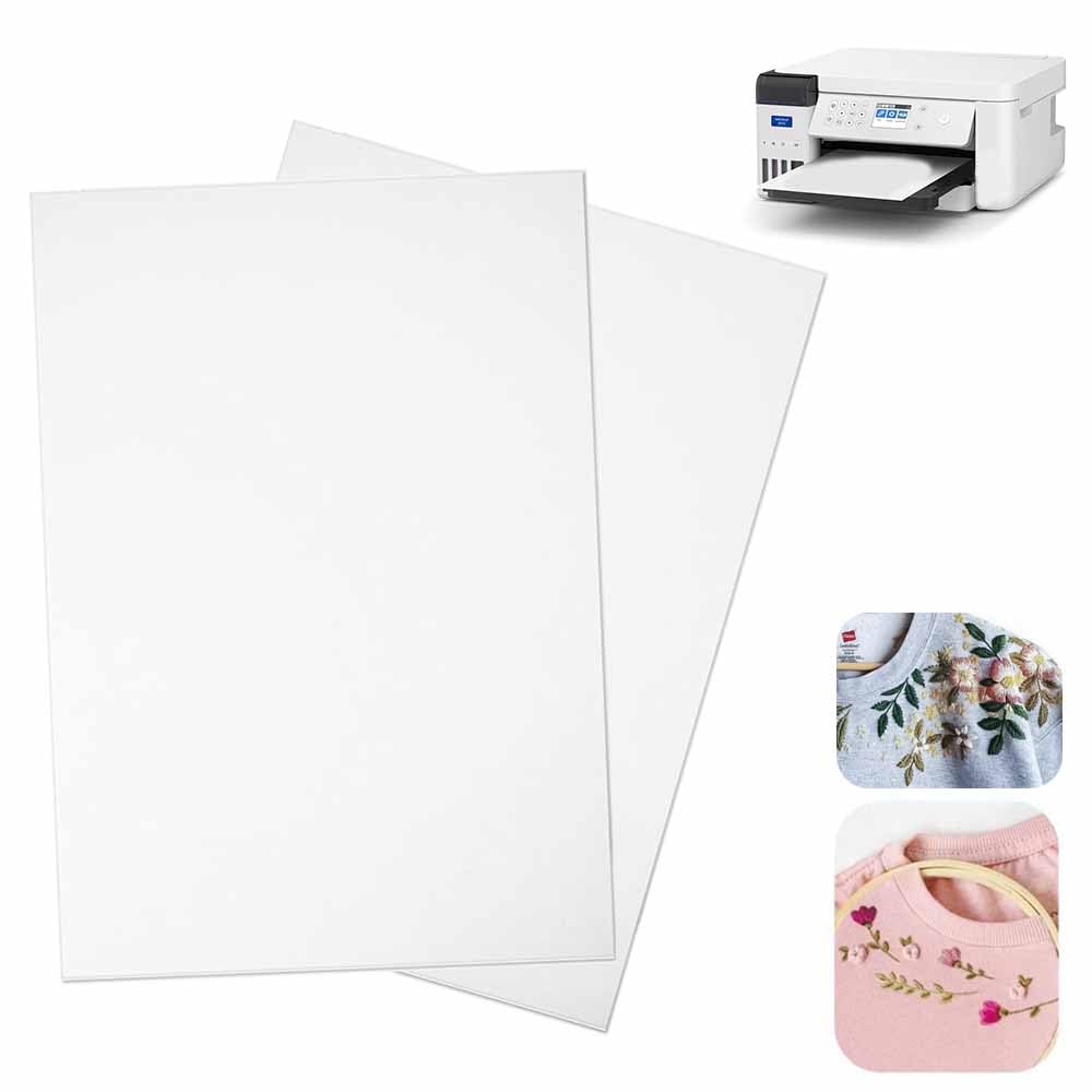KASELIN アイロン接着シート 刺繍シート A4紙2枚 刺繍用 両面接着芯 接着芯 【210mm*300mm】強粘着 プリンタブル 水に溶ける刺繍シート 刺繍下地用シート 手縫い アップリケ作り 服つくり DIY 手芸用品 印刷可能な刺繍紙 粘着刺しゅう 水でとける 下絵シート