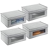 CAJA APILABLE: La caja para organizar ropa se puede apilar y crea capacidad de almacenaje para ganar espacio en el armario y la cómoda. Además, la tapa abatible protege el contenido del polvo.
