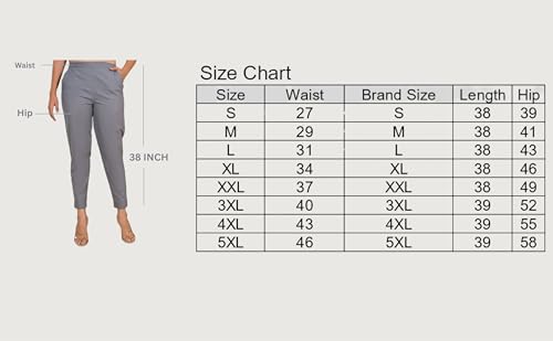Image of D K W Women's Mid Rise Relaxed Fit Cotton Flex Trousers with Elastic Back & Drawstring - Ideal for Winter, Formal, Office & Casual Wear, Comfortable for Girls and Women