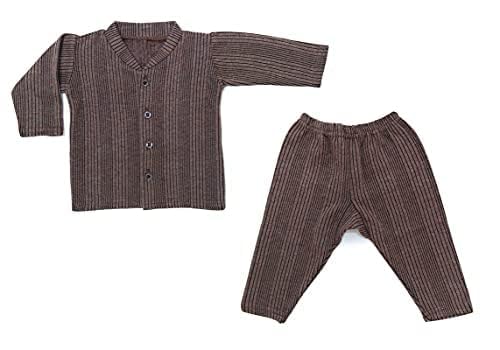 Image of TANGY Kids Thermal Set Front Open Inner Winter Wear Top & Pyjama Body Warmer for New Born Infants Baby Boys & Baby Girls in Dark Color