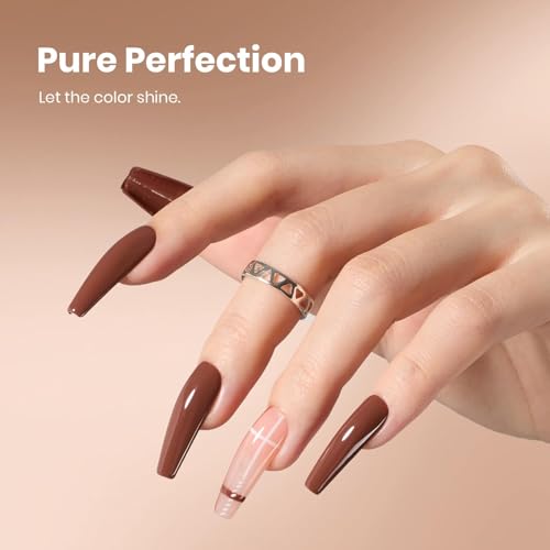 Image of Beetles Brown Gel Nail Polish - Mocha Mood 15ML /0.51Fl Oz, Dark Brown Gel Polish, Same Color Same Bottle STAY SHINING Series, Soak Off UV LED Lamp Nails Art, Long-Lasting Manicure Salon DIY Home