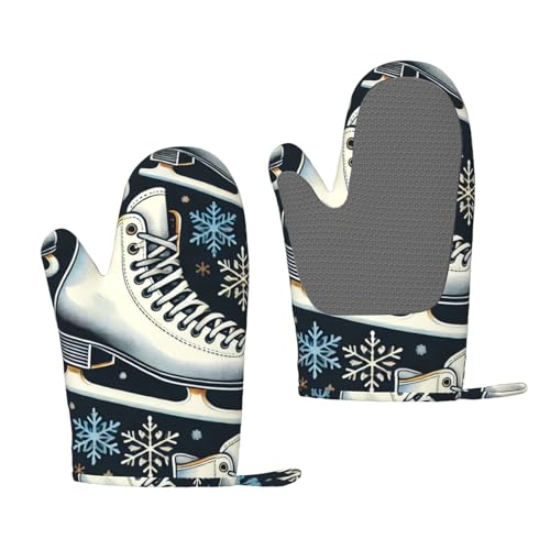 Heat Resistant Oven Mitt Ice-Skates Non-Slip Silicone Oven Gloves Cooking Gloves