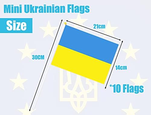 10Pcs Small Handheld Ukraine Flags On Sticks,Ukrainian Flag Small,Ukraine Mini Pocket Flag Ukrainian National Flags,Ukraine Hand Flags Ukrainian Decorations for Parades,Celebrations,Sports Events