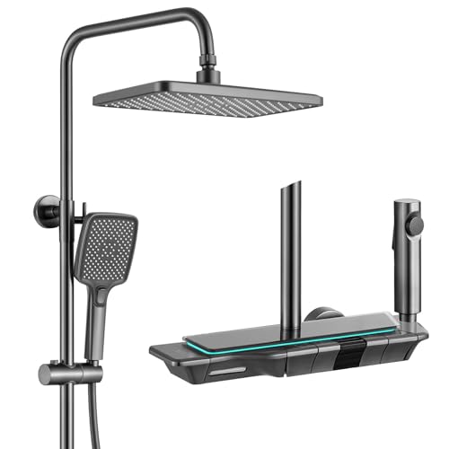 Système de douche carré 30x20cm en laiton avec mitigeur thermostatique haut de gamme