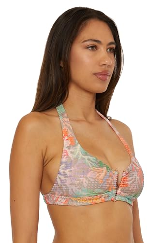 BECCA Women's Coral Reef Halter Bikini Top, Adjustable, Tie Back, Swimwear Separates2