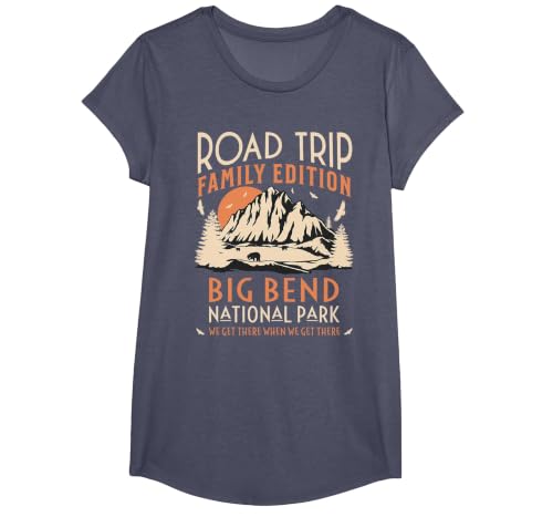 Big Bend US National Park Family Road Trip Vacation T-Shirt, Girls, Heather Blue, Small