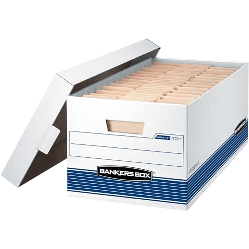 Bankers Box 20 Pack STOR/FILE Medium-Duty File Storage Boxes, FastFold, Lift-Off Lid, Letter, White/Blue - Image 5