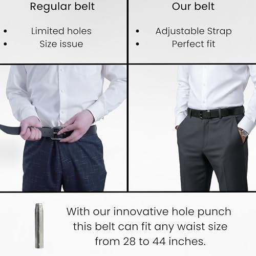 Image of RABELL Genuine Leather Belt for Men Leather Original | Belt for Men Formal & Casual Original Branded belt | Adjustable size Fits Waist up to 46 inches 1.5in Width Zinc Casted Buckle Comes in Gift Box