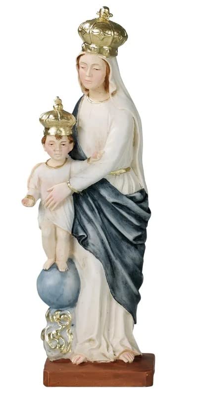 ArteSacraCaravaggio Statua della Madonna della Vittoria con Gesù bambino in marmo resina cm 40 (15,75 inches) decorata a mano di produzione artigianale italiana