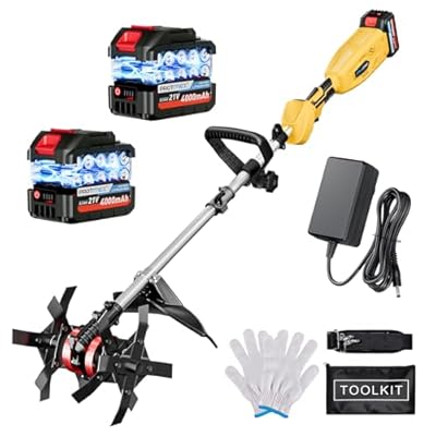 Cordless Tiller Cultivator, 21V 450RPM Electric...