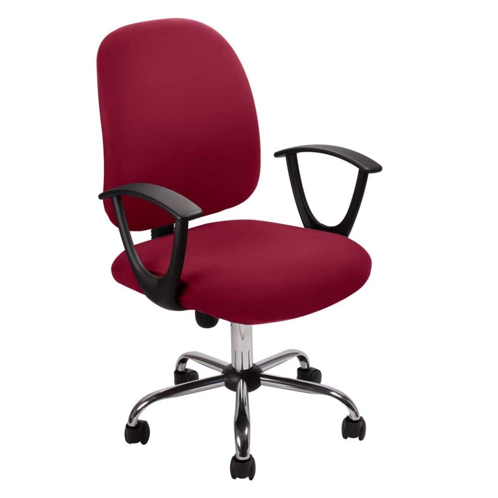 PENTHOOM Polyester Office Chair Cover Stretchable, Removable Washable Computer Chair Cover For Office, Rolling Chair Cover (Maroon, Pack of 1)-image-0